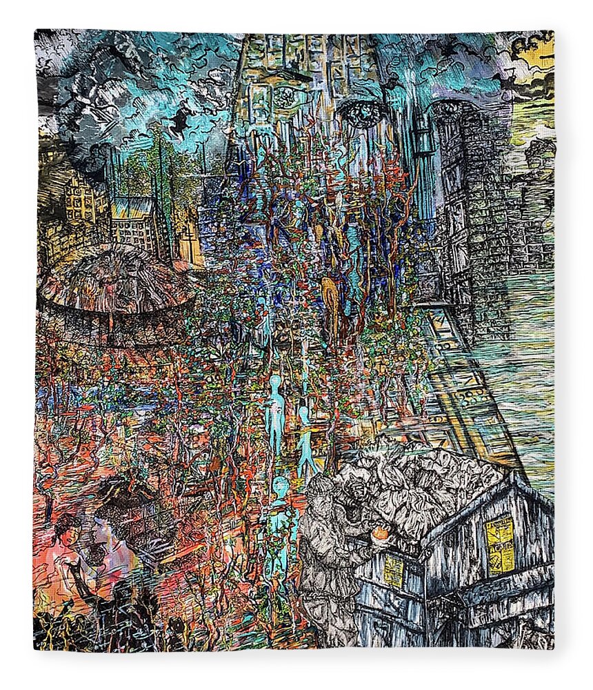 Reclamation Fleece Blanket featuring the mixed media Reclamation by Angela Weddle