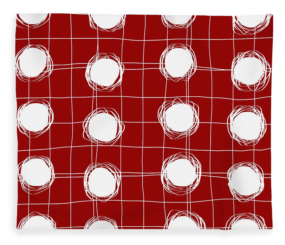 Red And White. Modern Design Fleece Blanket featuring the digital art Red and White Modern Design, circles and lines by Patricia Awapara
