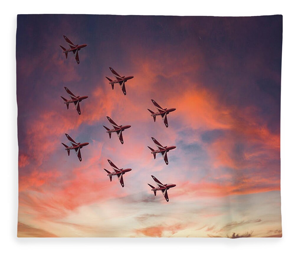 Eastbourne International Airshow Fleece Blanket featuring the photograph Red Arrows over Eastbourne by Andrew Lalchan