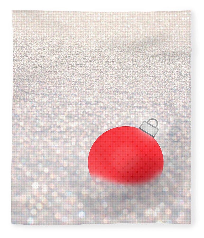 Red Ball Fleece Blanket featuring the mixed media Red Ball in Snow by Moira Law