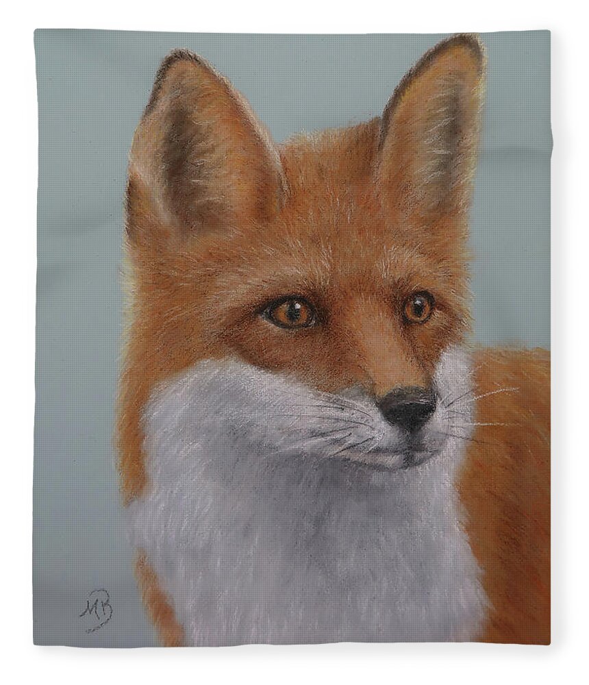 Fox Fleece Blanket featuring the painting Red Fox by Monica Burnette
