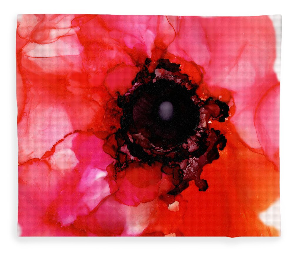  Fleece Blanket featuring the painting Red Hot Poppy by Daniela Easter