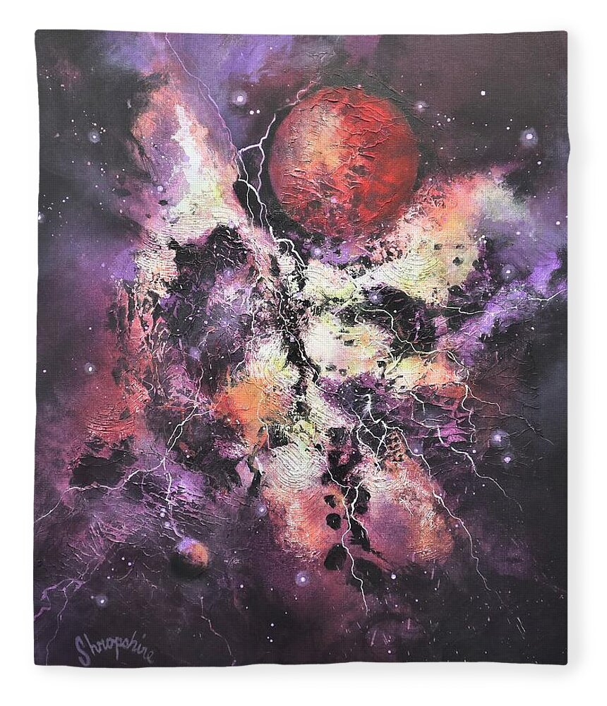 Red Planet Fleece Blanket featuring the painting Red Planet by Tom Shropshire