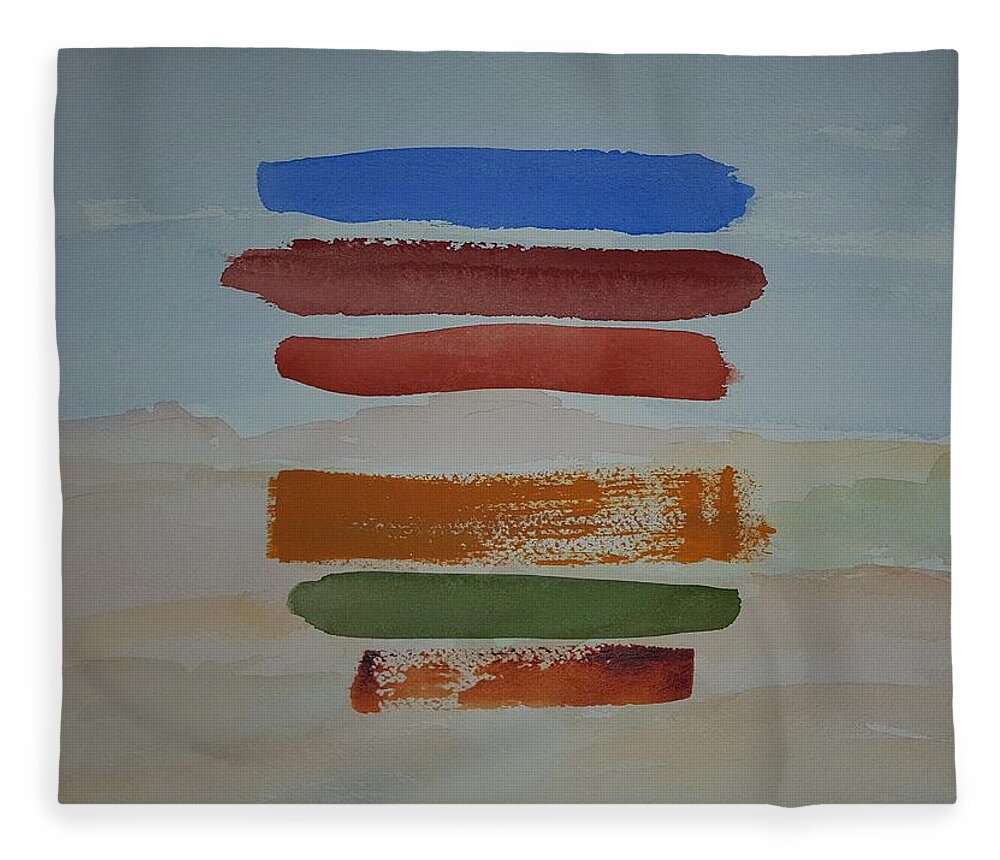 Watercolor Fleece Blanket featuring the painting Red Pueblo by John Klobucher