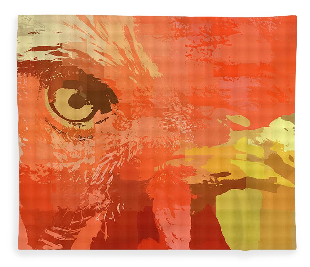 Red Fleece Blanket featuring the digital art Red Rooster in Abstract by Shelli Fitzpatrick