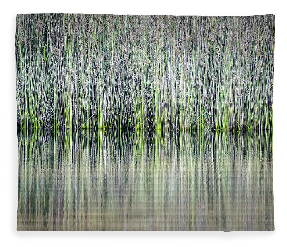 Reeds Fleece Blanket featuring the photograph Reeds Reflection by Gary Geddes