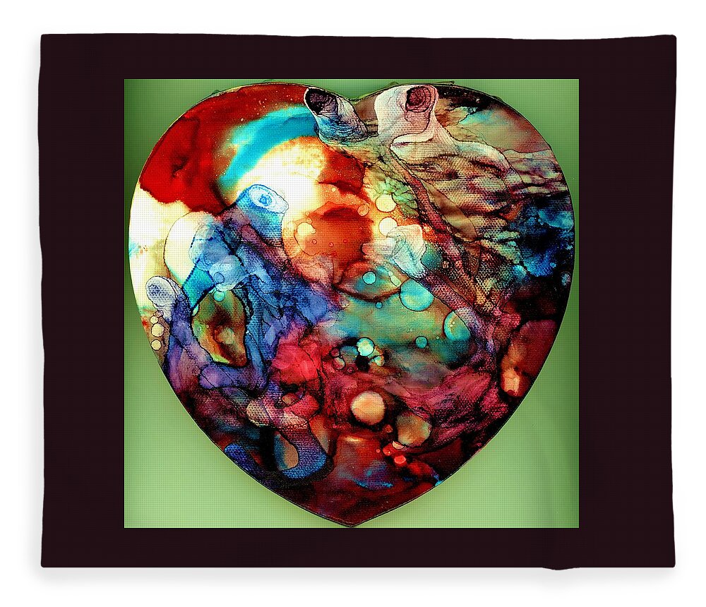 Heart Fleece Blanket featuring the painting Reef Madness by Angela Marinari