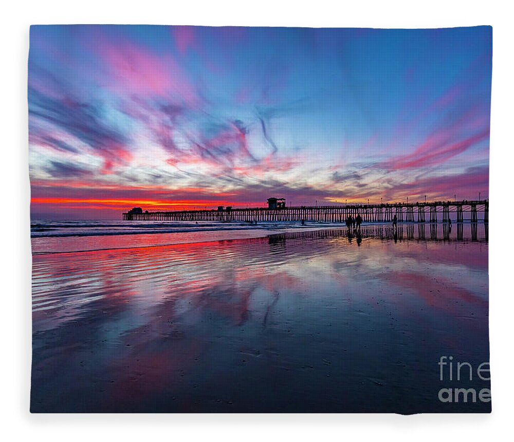 Beach Fleece Blanket featuring the photograph Reflections at Oceanside by Rich Cruse