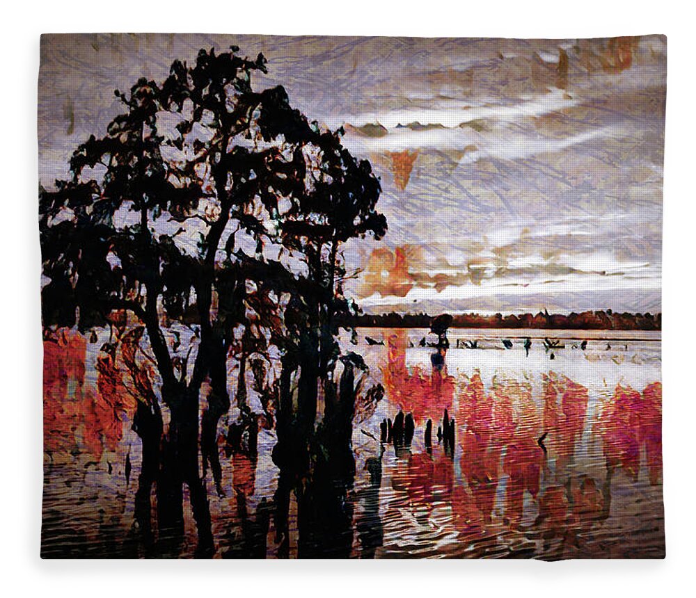 North Carolina Fleece Blanket featuring the digital art Reflections at Sunrise fx by Dan Carmichael