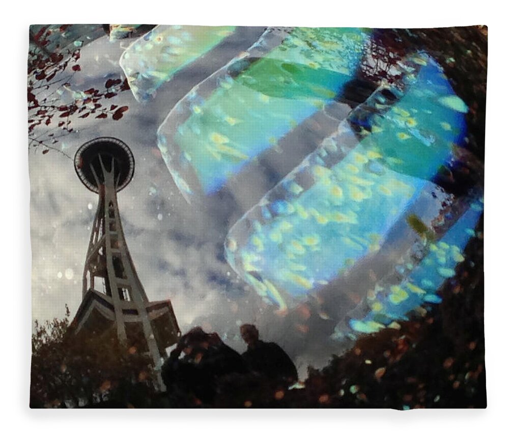 Black Fleece Blanket featuring the painting Reflections in Glass by Juliette Becker