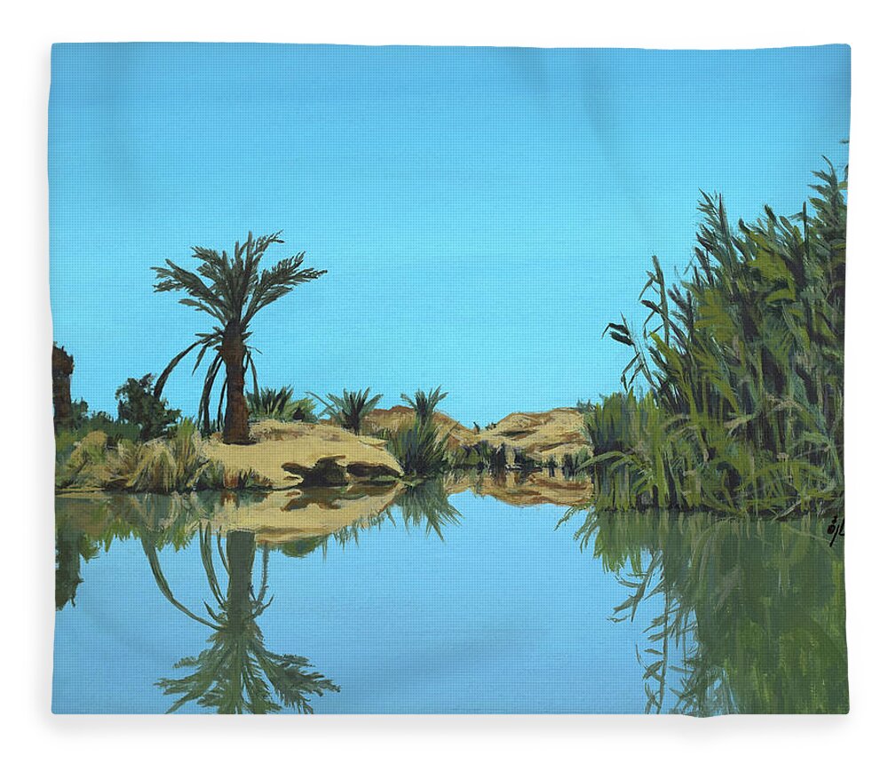 Fleece Blanket featuring the painting Reflections by Sarra Elgammal