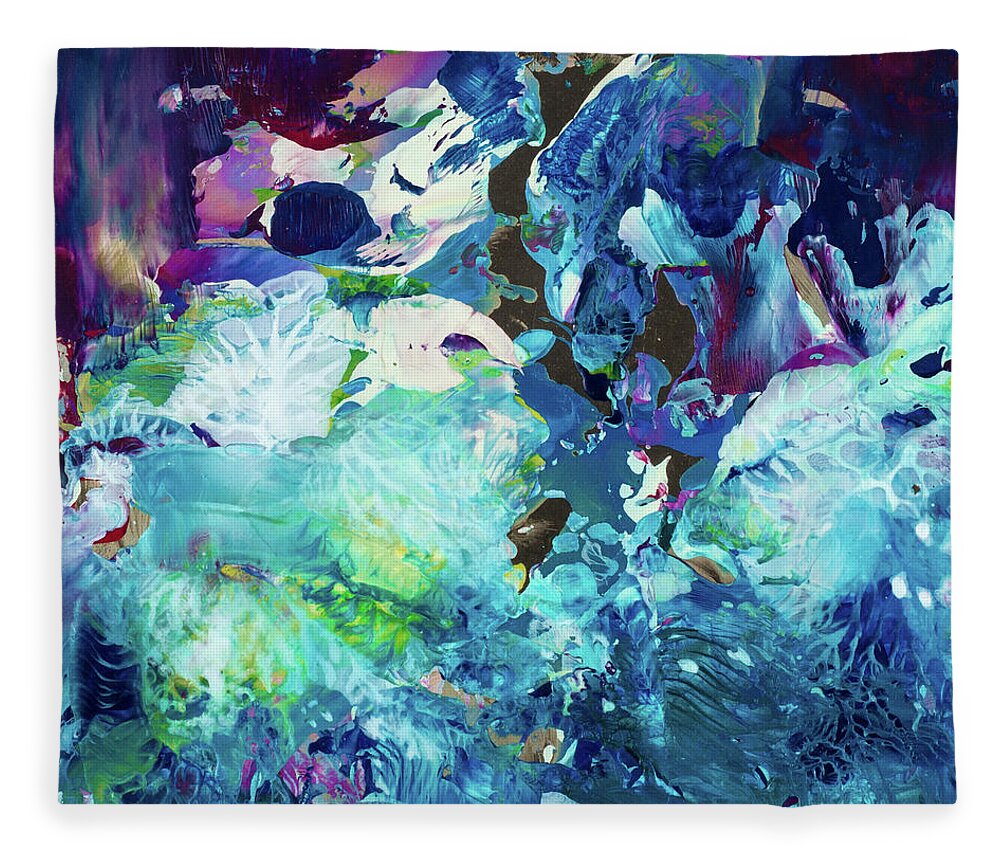 Encaustic Fleece Blanket featuring the painting Release by Lee Beuther