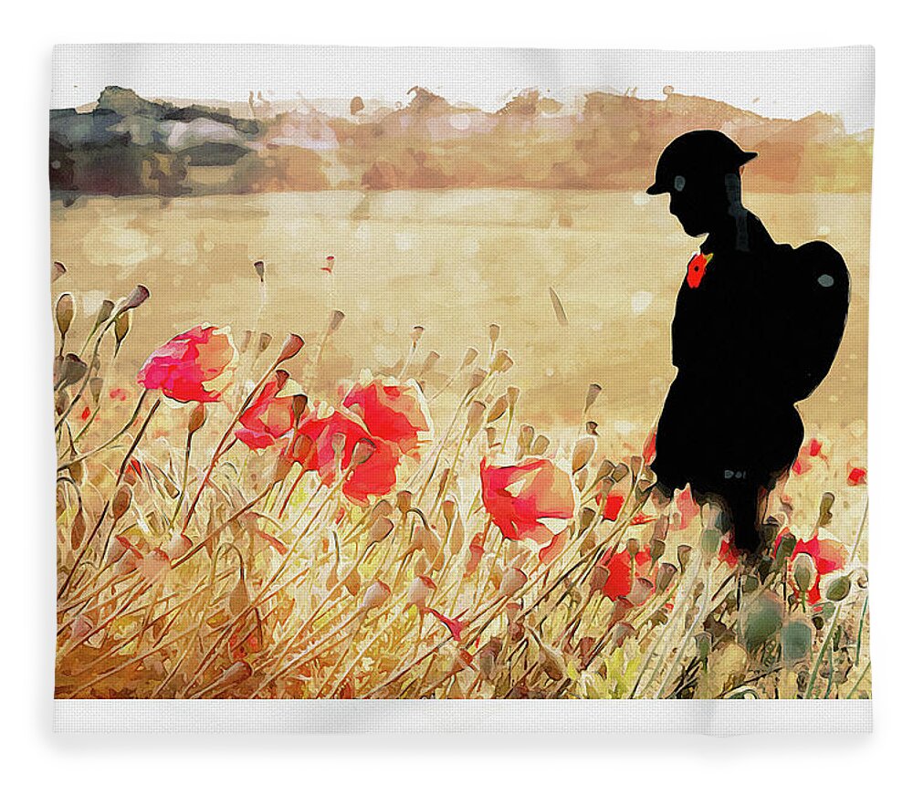 Soldier Poppies Fleece Blanket featuring the digital art Remember Them by Airpower Art
