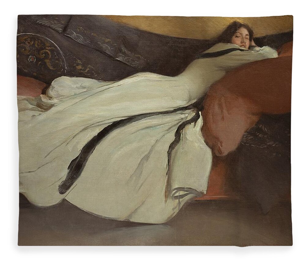 Vintage Fleece Blanket featuring the painting Repose 1895 John White Alexander by MotionAge Designs