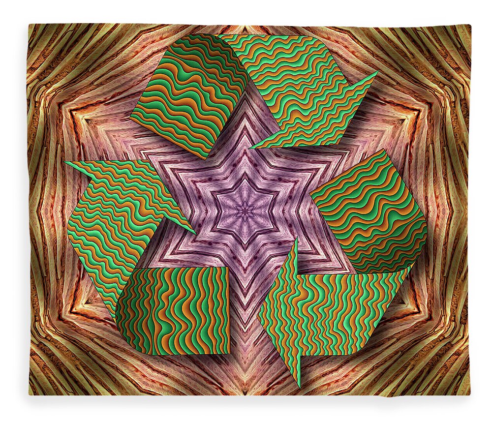 Recycling Mandala Fleece Blanket featuring the digital art Restless Ripples by Becky Titus