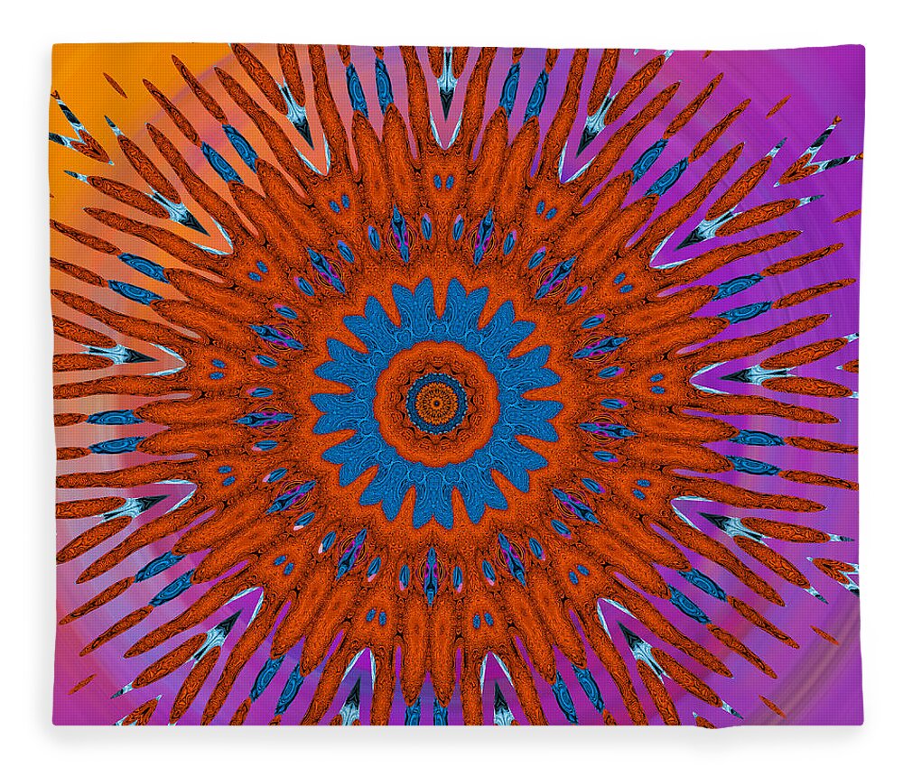 Abstract Fleece Blanket featuring the digital art Retro 60's - Groovy Pinwheel by Ronald Mills