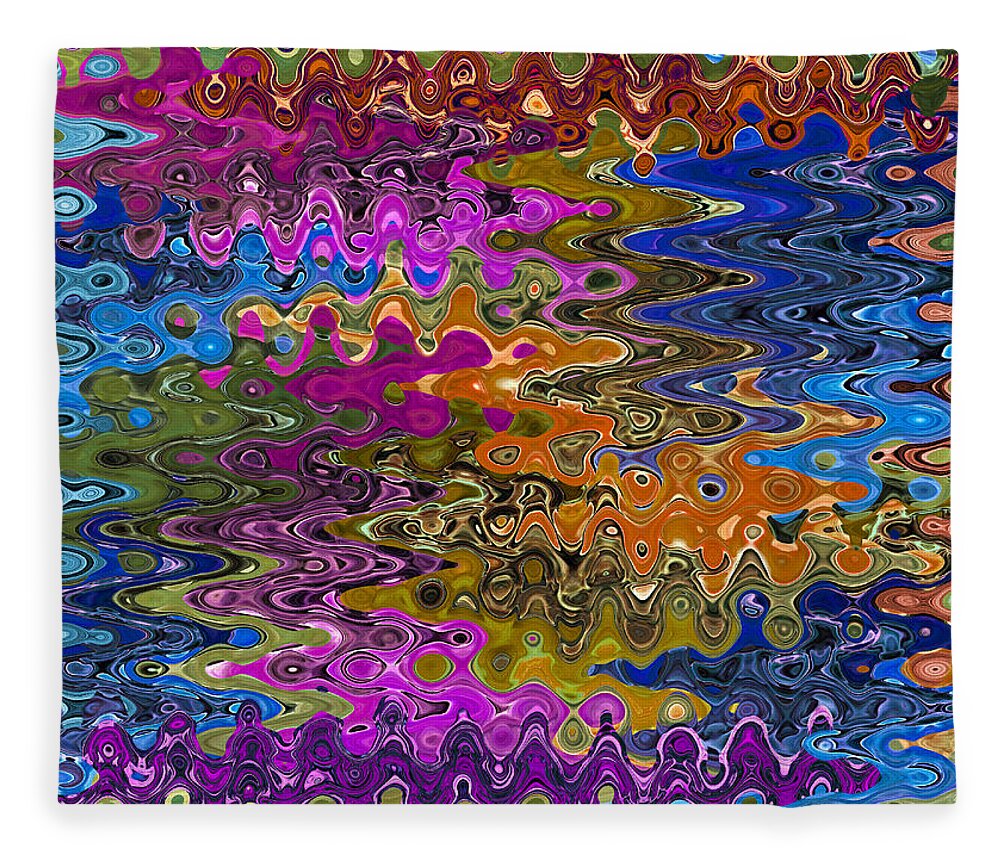 Abstract Fleece Blanket featuring the digital art Retro 60's Psychedelic Art by Ronald Mills