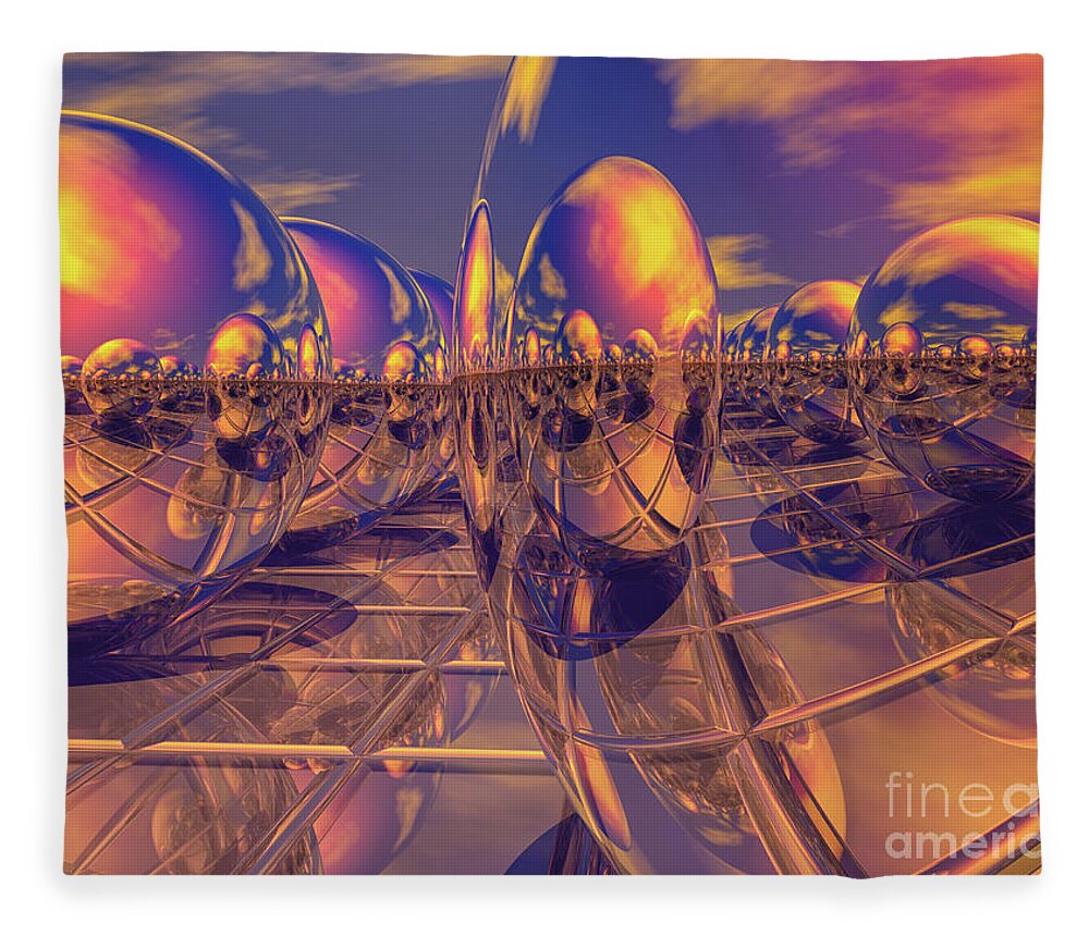 Retro Fleece Blanket featuring the digital art Retro Pop Art 3D Spheres by Phil Perkins