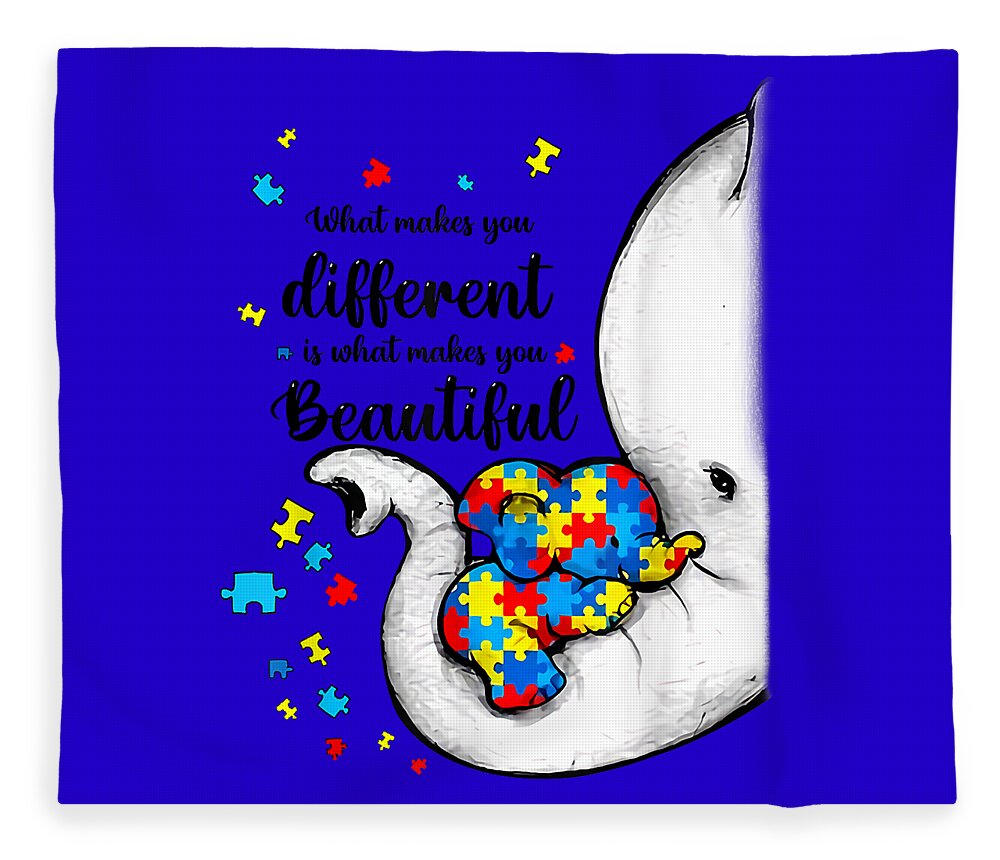 Retro Vintage What Makes You Different Elephant Mom Autism Child Awareness  Fleece Blanket