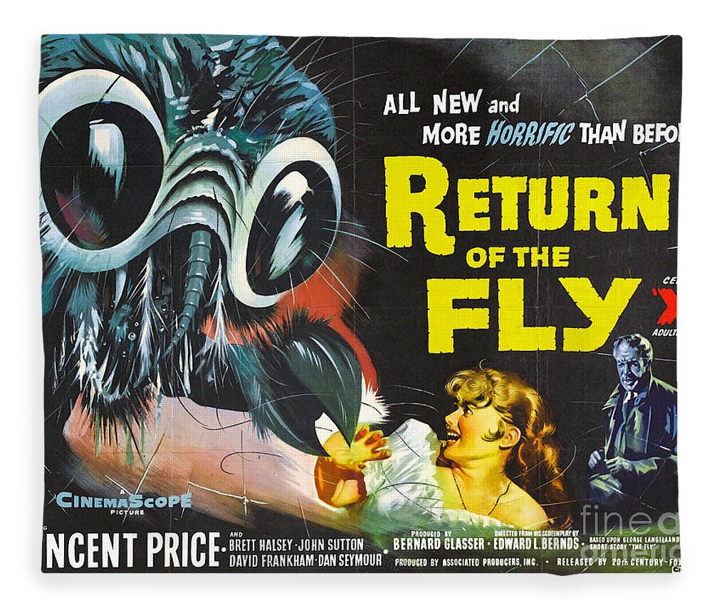 Return Fleece Blanket featuring the photograph Return Of The Fly Vincent Price by Action