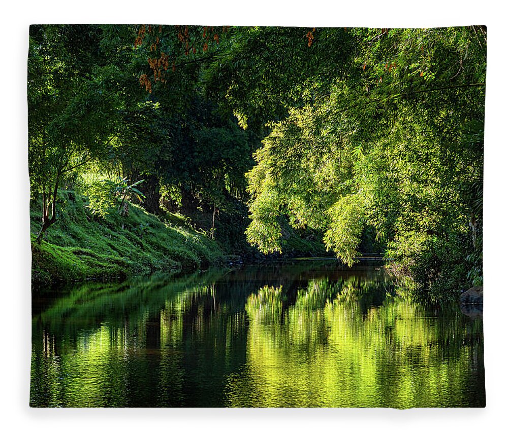 La Reunion Fleece Blanket featuring the photograph Reunion island - Sainte Suzanne river at sunrise by Olivier Parent