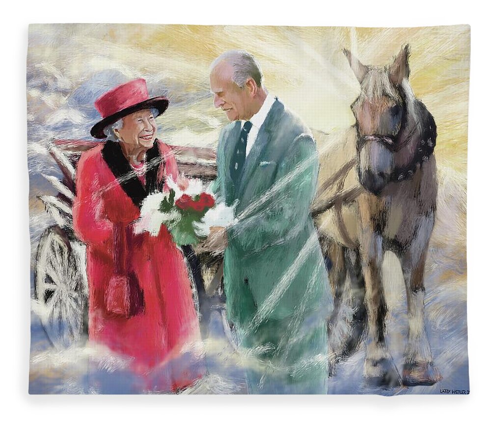 Queen Fleece Blanket featuring the painting Reunited In The Kingdom by Larry Whitler