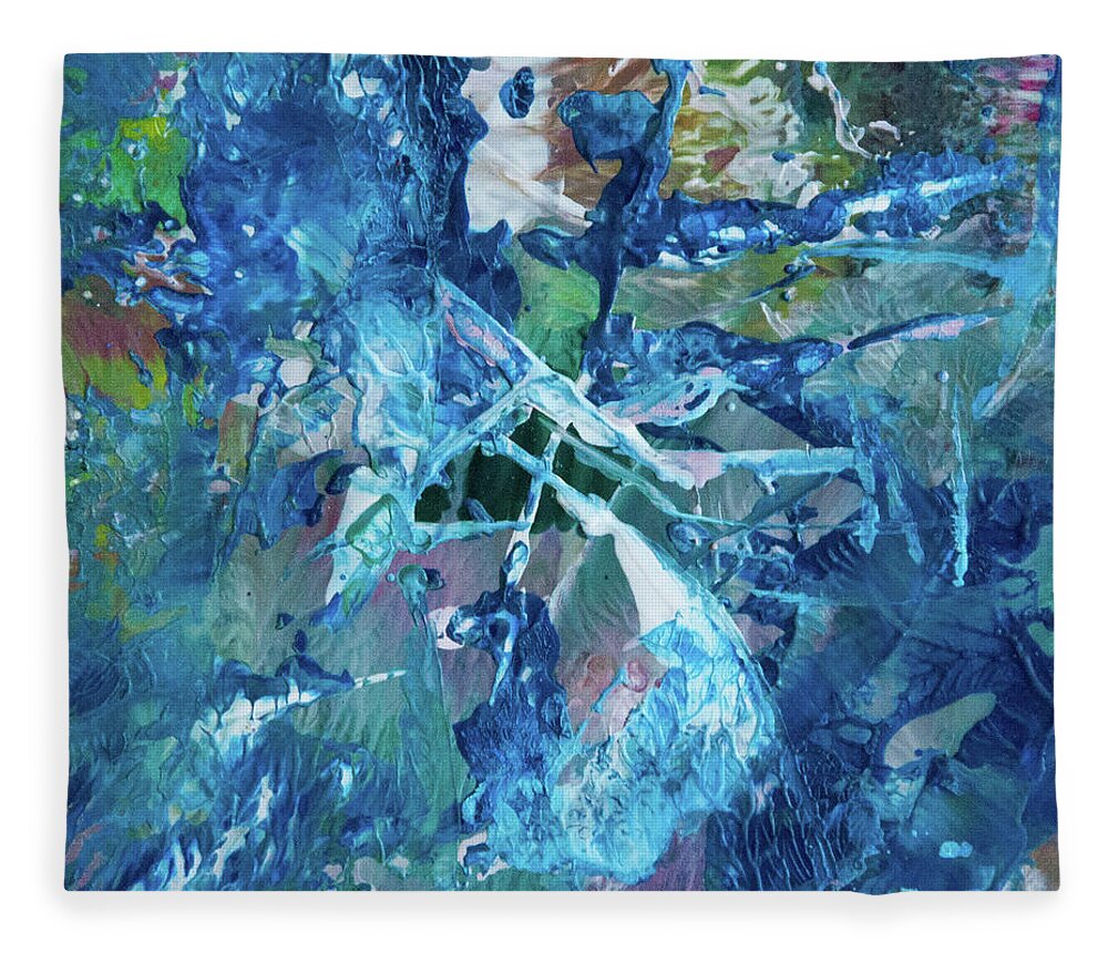 Encaustic Fleece Blanket featuring the painting Rhapsody In Blue by Lee Beuther