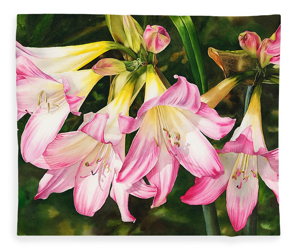 Flower Fleece Blanket featuring the painting Rhythm of Nature by Espero Art