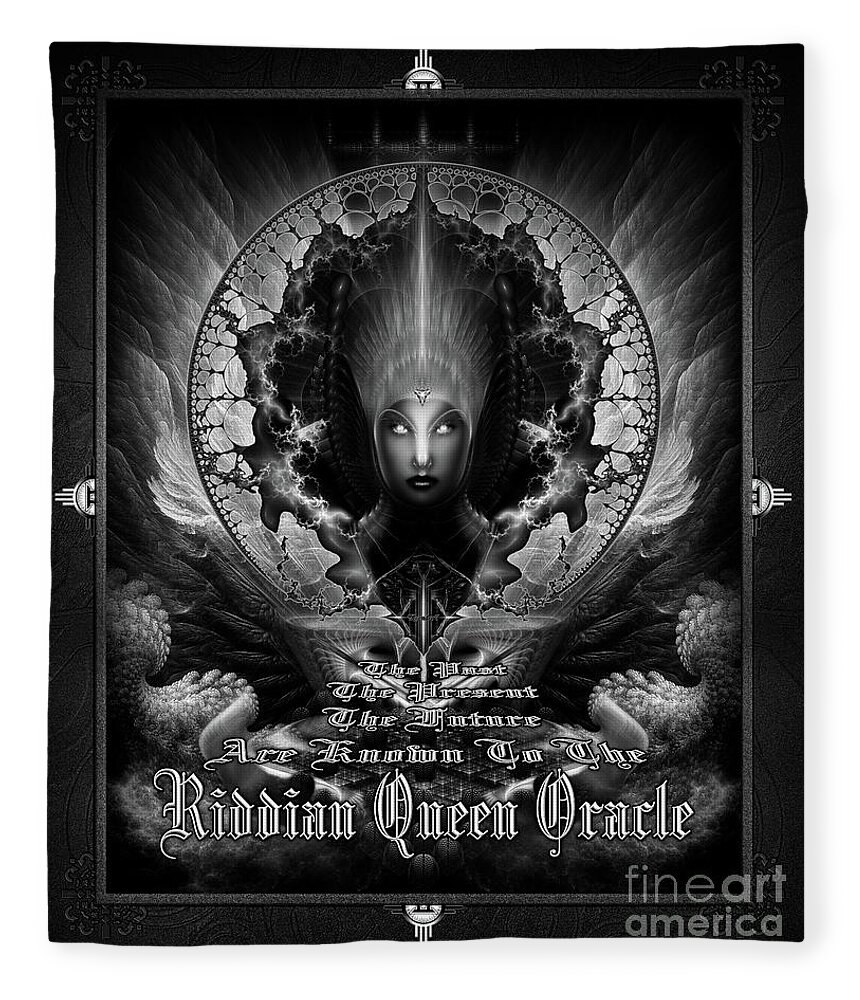 Riddian Queen Fleece Blanket featuring the painting Riddian Queen Oracle GS Fractal Art by Xzendor7 by Rolando Burbon