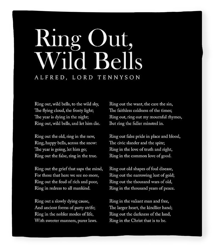 Ring Out, Wild Bells - Alfred, Lord Tennyson Poem - Literature - Typography  Print 2 - Black