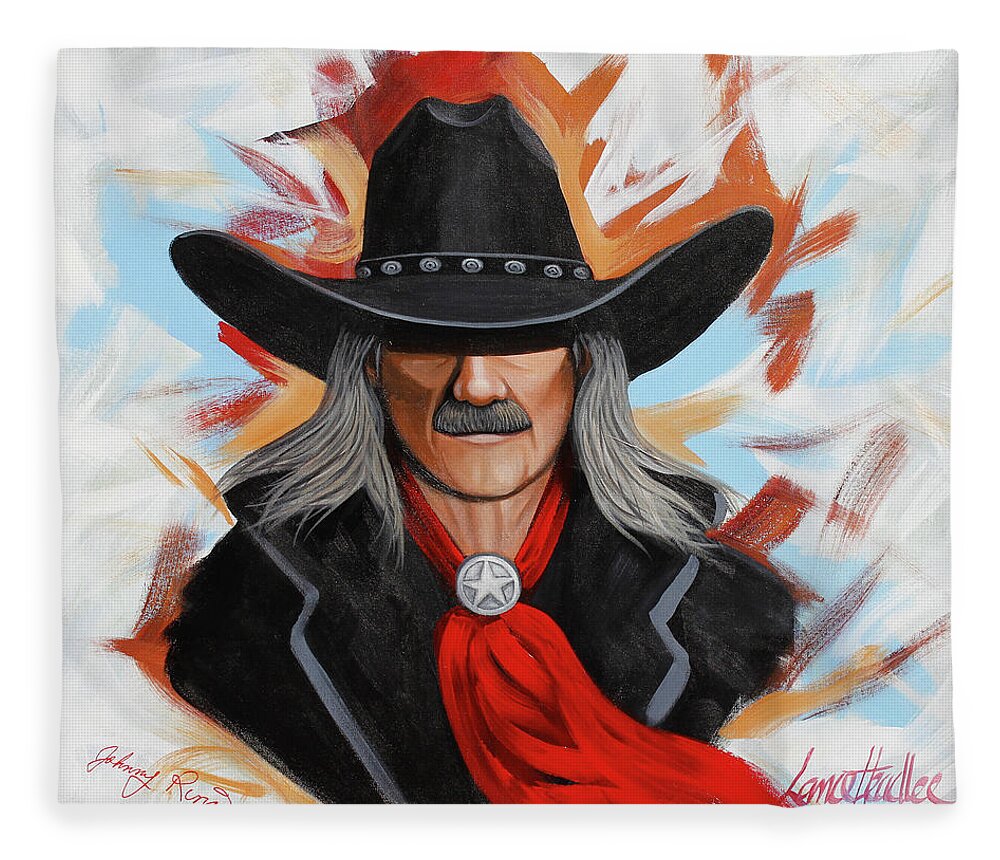 Johnny Ringo Fleece Blanket featuring the painting Ringo 10-2020 by Lance Headlee