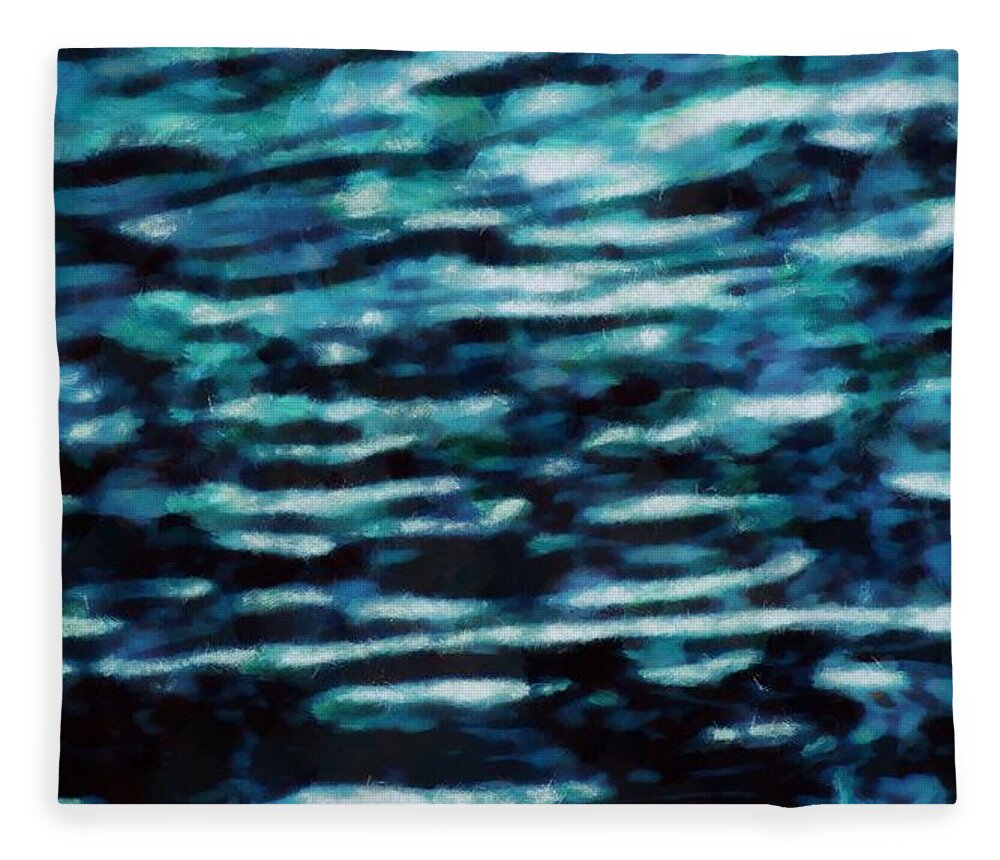 Ripples Fleece Blanket featuring the mixed media Ripples in the Creek by Christopher Reed