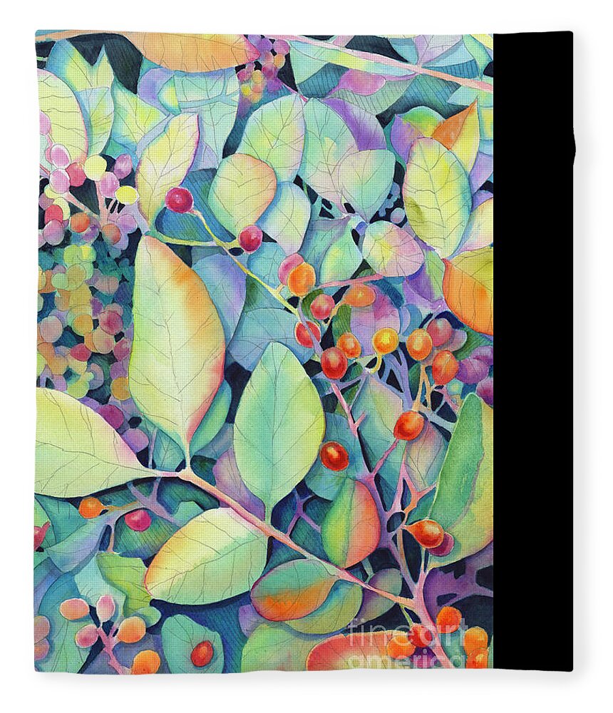 Foliage Fleece Blanket featuring the painting Rise and Shine by Lois Blasberg