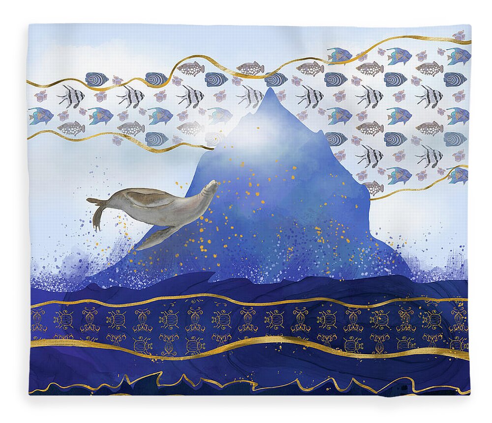 Climate Change Fleece Blanket featuring the digital art Rising Oceans - Surreal World by Andreea Dumez