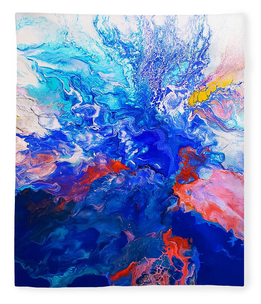Abstract Fleece Blanket featuring the painting Rising Sea by Christine Bolden
