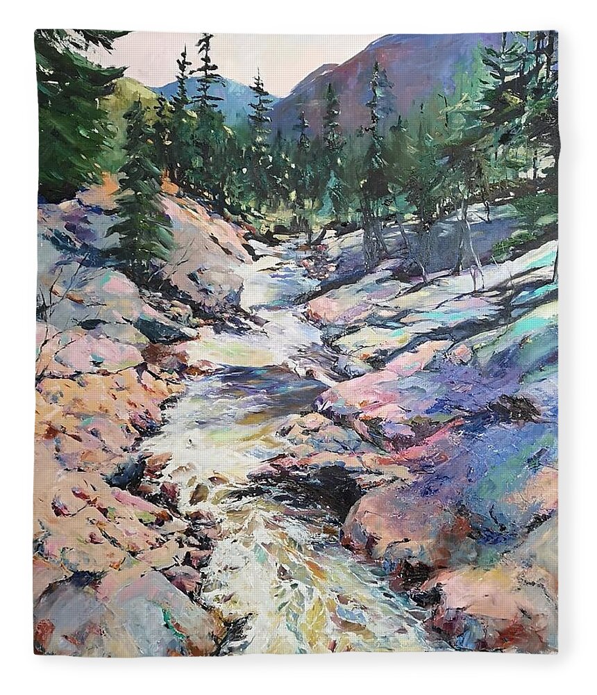 Water Fleece Blanket featuring the painting River by Sheila Romard