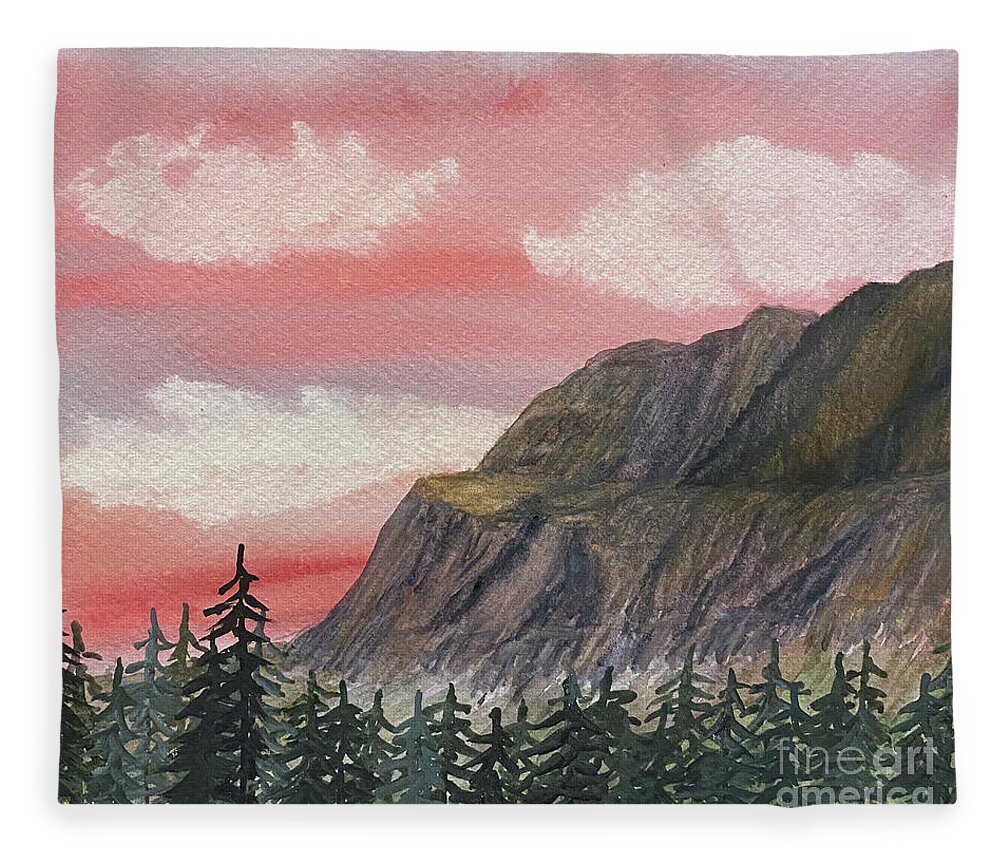 Banff Fleece Blanket featuring the painting Road to Ice Field Parkway by Lisa Neuman