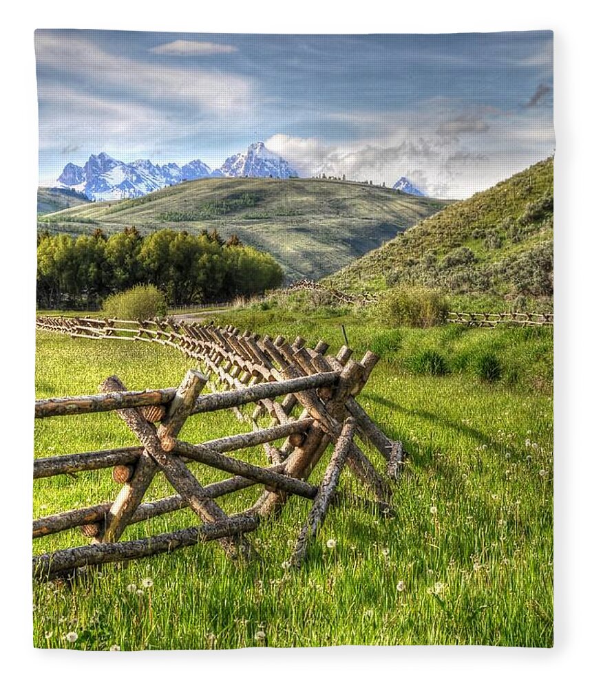 Wyoming Fleece Blanket featuring the photograph Road To The Tetons by Randall Dill