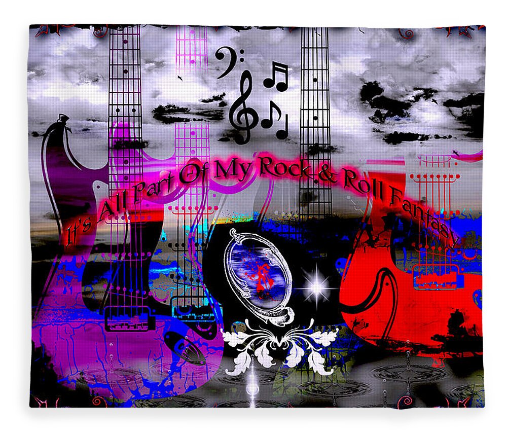 Rock Fleece Blanket featuring the digital art Rock And Roll Fantasy by Michael Damiani