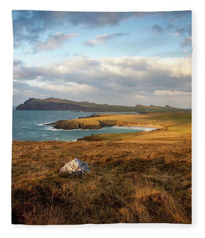 Coast Fleece Blanket featuring the photograph Rock to Clogher by Mark Callanan