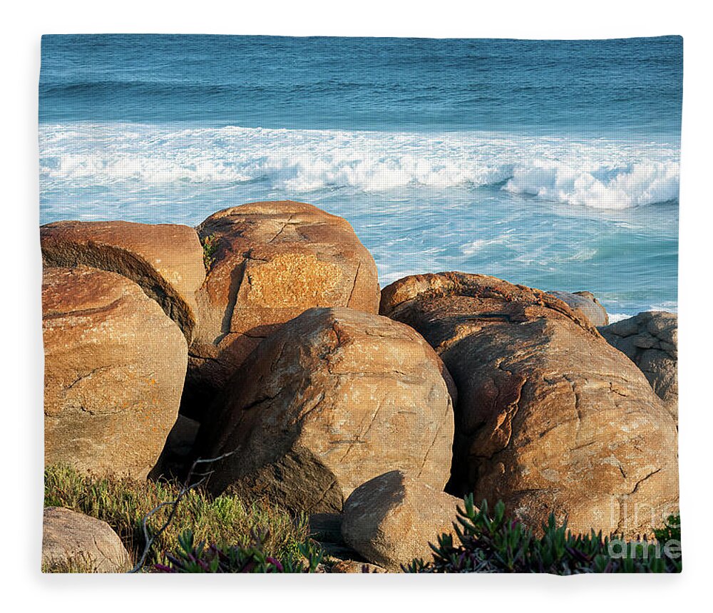 Coastal Fleece Blanket featuring the photograph Rocks at Lights Beach, Denmark, Western Australia by Elaine Teague