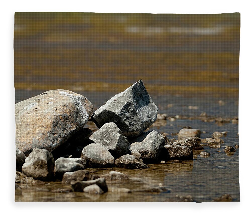 Rocks Fleece Blanket featuring the photograph Rocks in the Water by Rich S
