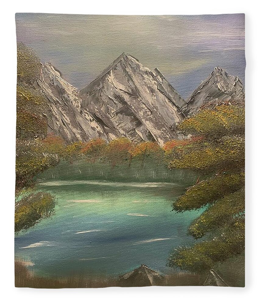 Mountains Fleece Blanket featuring the painting Rocky Mountain Dreams by Lisa White