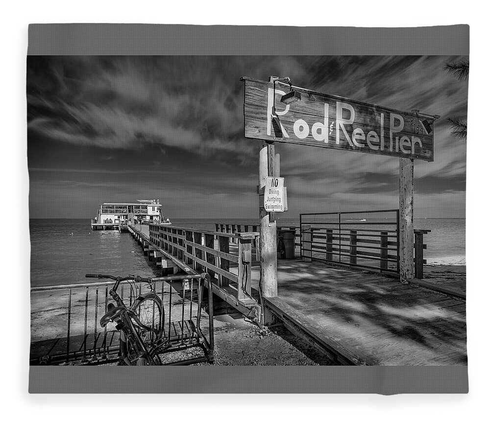 Anna Maria Island Fleece Blanket featuring the photograph Rod and Reel Pier by ARTtography by David Bruce Kawchak