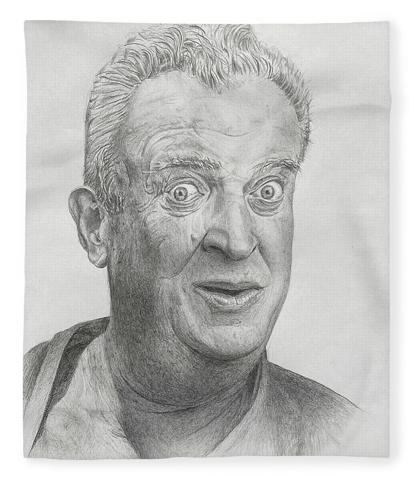 Mike W Morgan Art Fleece Blanket featuring the drawing Rodney Dangerfield by Michael Morgan