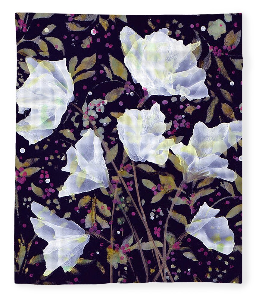 Floral Fleece Blanket featuring the painting Romance #2 by Kimberly Deene Langlois