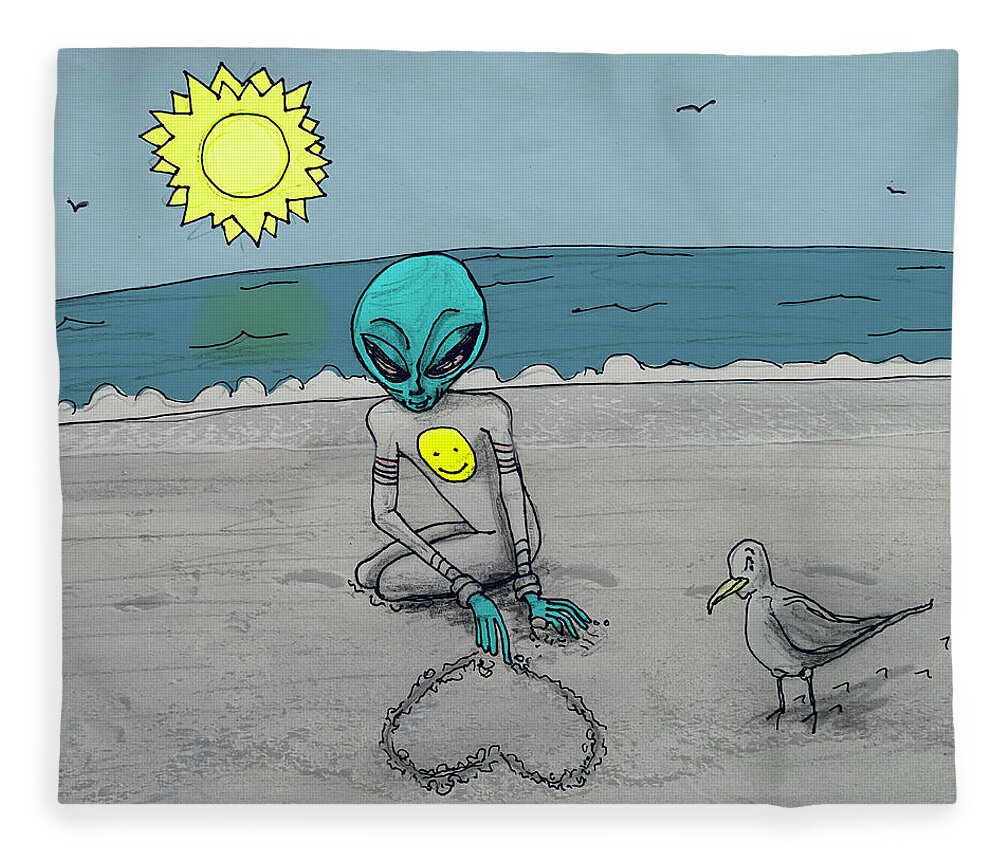 Romantic Fleece Blanket featuring the drawing Romantics by Similar Alien