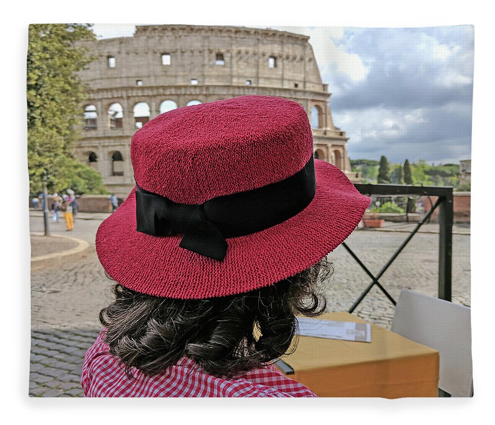 Rome Fleece Blanket featuring the photograph Rome Colosseum by Yvonne Jasinski