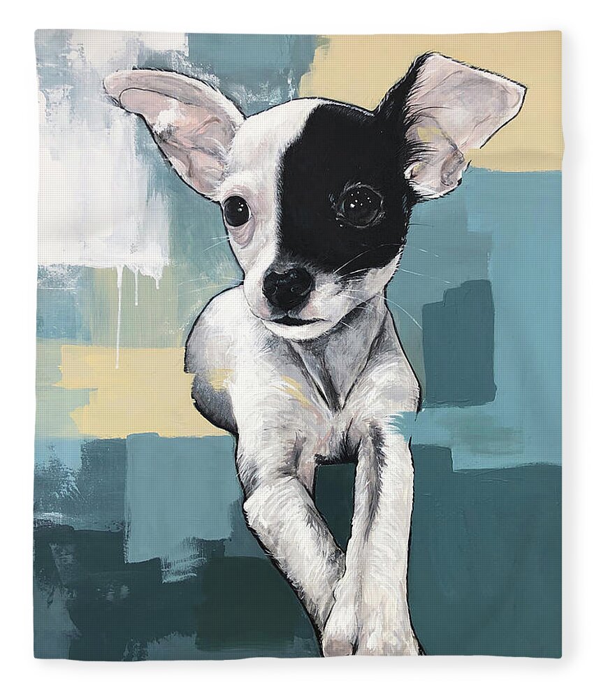 Dog Fleece Blanket featuring the painting Rooney by Konni Jensen