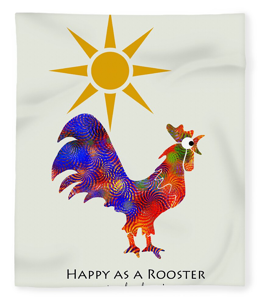 Rooster Fleece Blanket featuring the mixed media Rooster Pattern Art by Christina Rollo